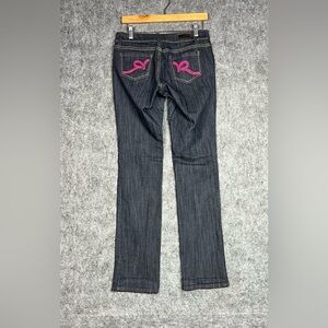 Rocawear Dark Blue Jeans with Pink Accents Size 7x33